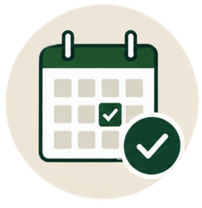 Icon Kalender mit Häkchen – Verfügbarkeit prüfen