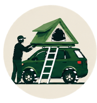 Icon Montage des Dachzelts aufs Auto – Abholen