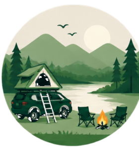 Icon Camping-Szene mit Dachzelt – Unterwegs