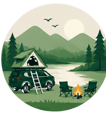 Icon Camping-Szene mit Dachzelt – Unterwegs