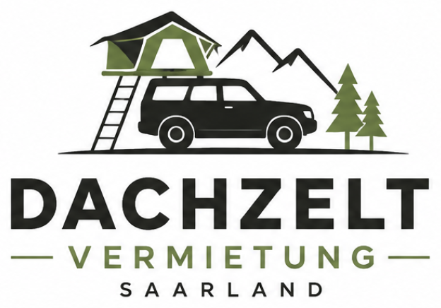 Logo Dachzeltvermietung Saarland – Dachzelt auf Auto vor Bergen